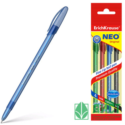 Набор ручек шариковых 4 цвета (ErichKrause) Neo Stick Original d=0.7мм арт.47509 Набор ручек шариковых 4 цвета (ErichKrause) Neo Stick Original d=0.7мм арт.47509
