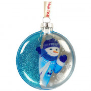 Шар стекло 02,5см "Снеговик" цв.голубой,синий арт.93340