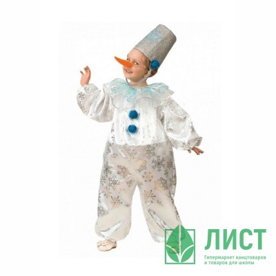 Костюм для мальчика Снеговичек Снежок (комбинезон,г/убор,каркас,нос) р.26/104-34/134 арт.5223 Костюм для мальчика Снеговичек Снежок (комбинезон,г/убор,каркас,нос) р.26/104-34/134 арт.5223