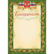 Бланк Благодарность А4 герб флаг КЖ-158 арт. 569891 (Ст.15)