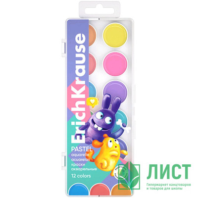 Акварельные краски 12 цветов (ErichKrause) Jolly Friends Pastel пластиковая коробка без кисти арт 61370 Акварельные краски 12 цветов (ErichKrause) Jolly Friends Pastel пластиковая коробка без кисти арт 61370