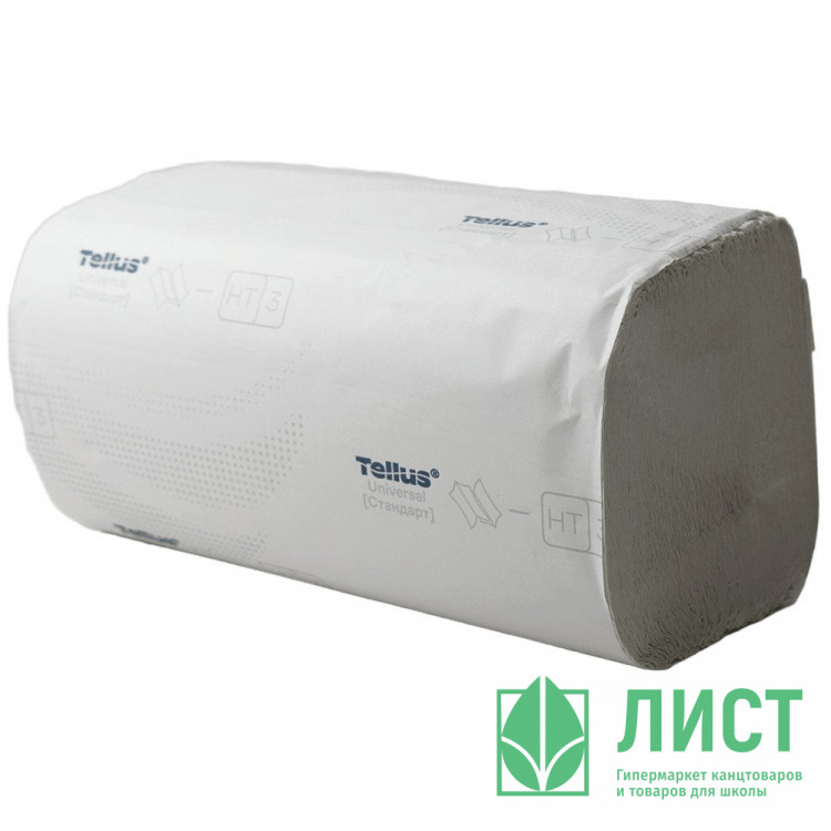 Полотенце бумажное бумажное V(ZZ)-сложение 1-сл 250л TELLUS  белые арт.120108 (Ст.20)