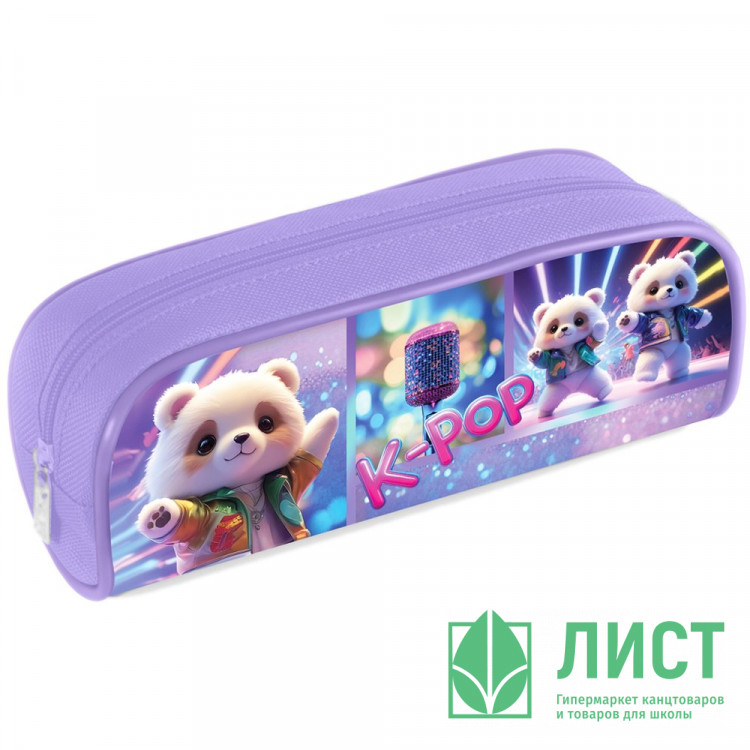 Пенал-косметичка 1 отделение (Hatber) K-pop мишки мягкий 210х80х40мм арт.Npk_65238