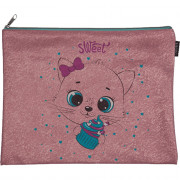 Папка школьная для тетради А4 на молнии кожзам (deVENTE) Sweet Kitty с ручкой арт.8053292