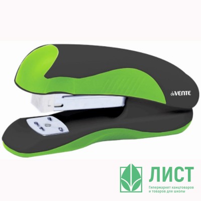 Степлер №24/6&amp;26/6 (20л) пластиковый с каучуковой вставкой deVENTE Monochrome черный с неоновым зеленым арт.4142000 Степлер №24/6&26/6 (20л) пластиковый с каучуковой вставкой deVENTE Monochrome черный с неоновым зеленым арт.4142000
