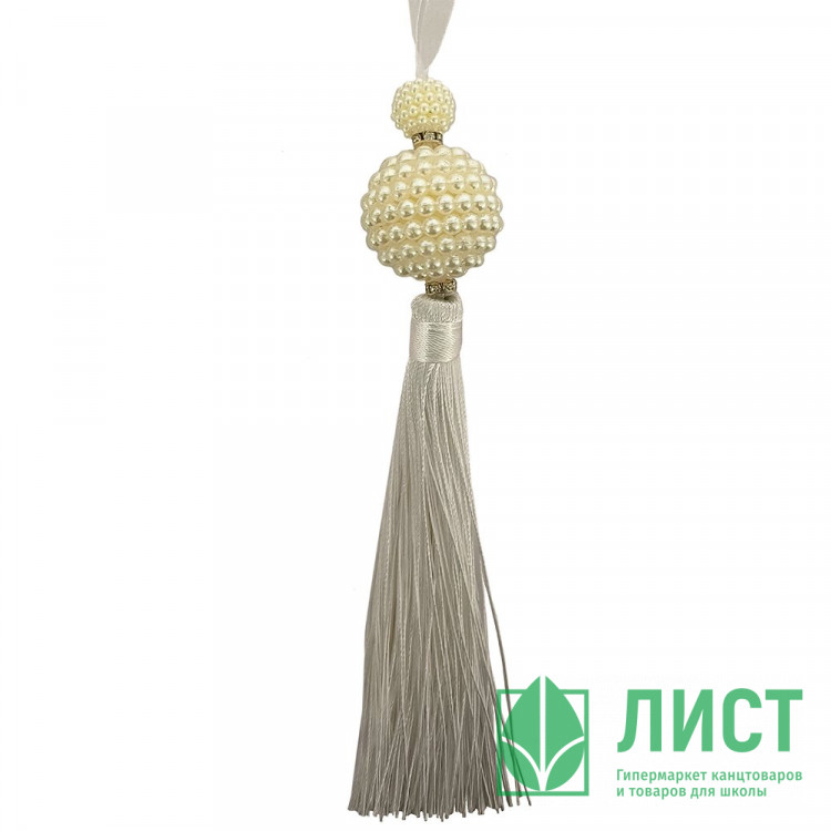 Украшение декор.подвесное текстиль/платик "Кисть" 17см цв.бежевый арт.91309