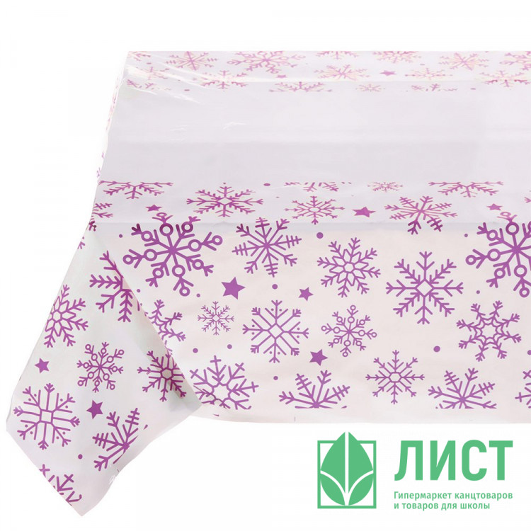 Скатерть ПВХ 108*180см "Падал снег" цв.сиреневый арт.130-888