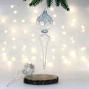 Украшение декор.подвеска пластик "Сосулька. Изящный блеск" 19см 02шт/наб. цв.белый арт.107-6117