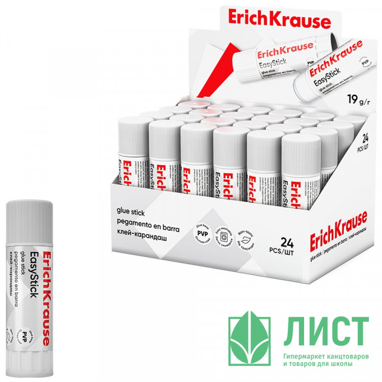 Клей-карандаш 19г ErichKrause Лёгкое склеивание арт.48032 (Ст.24)