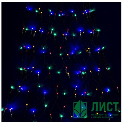 Гирлянда электрическая для дома сетка для елки 01м 224LED цвет мульти (темный провод) 8режимов артемный 362-074 Гирлянда электрическая для дома сетка для елки 01м 224LED цвет мульти (темный провод) 8режимов артемный 362-074