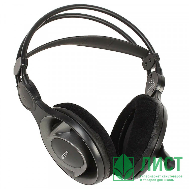 Наушники с микрофоном мониторные A4Tech HS-100 черный/серый 2м