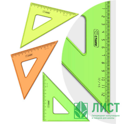Угольник 12см 45° (СТАММ) NEON Cristal ассорти арт.ТК44 Угольник 12см 45° (СТАММ) NEON Cristal ассорти арт.ТК44