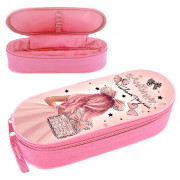 Пенал 1 отделение овальный (ОНИКС) ПМК 22-20 Девочка с бантиками 210х85х50мм