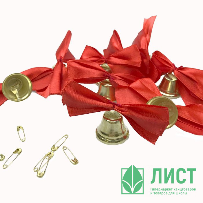 ВЫПУСКНОЙ Колокольчик бант красный с булавкой арт.KSH-01-007