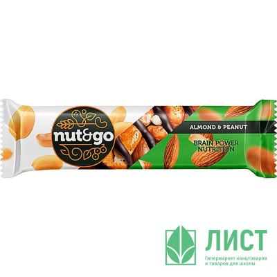 Батончик &quot;Nut and Go&quot; 36г Миндаль, арахис в арах.пасте арт.КВК451 (Ст.18) Батончик "Nut and Go" 36г Миндаль, арахис в арах.пасте арт.КВК451 (Ст.18)