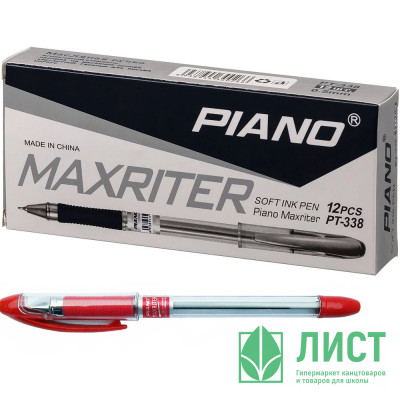 Ручка шариковая  прозрачный корпус  резиновый упор  (PIANO) &quot;Maxriter&quot; красная , масло 0,5мм арт.РТ-338-12/ (Ст.12/1152) Ручка шариковая  прозрачный корпус  резиновый упор  (PIANO) "Maxriter" красная , масло 0,5мм арт.РТ-338-12/ (Ст.12/1152)