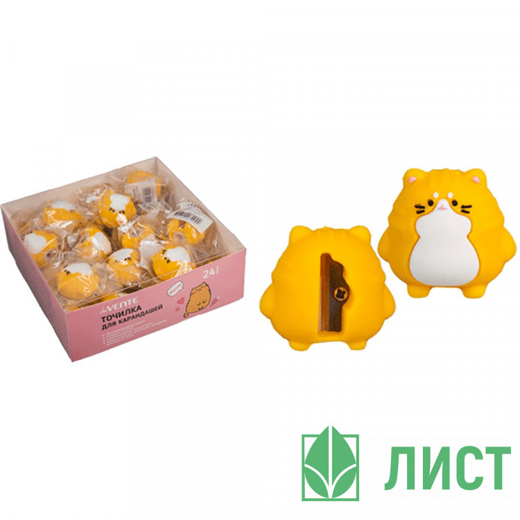 Точилка пластиковая deVENTE Кот 1 отверстие покрытие Soft Touch арт.8031311