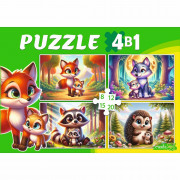 Пазл 4 в 1 8, 12, 15, 20 элементов Лесные зверушки РК  арт.П-3413