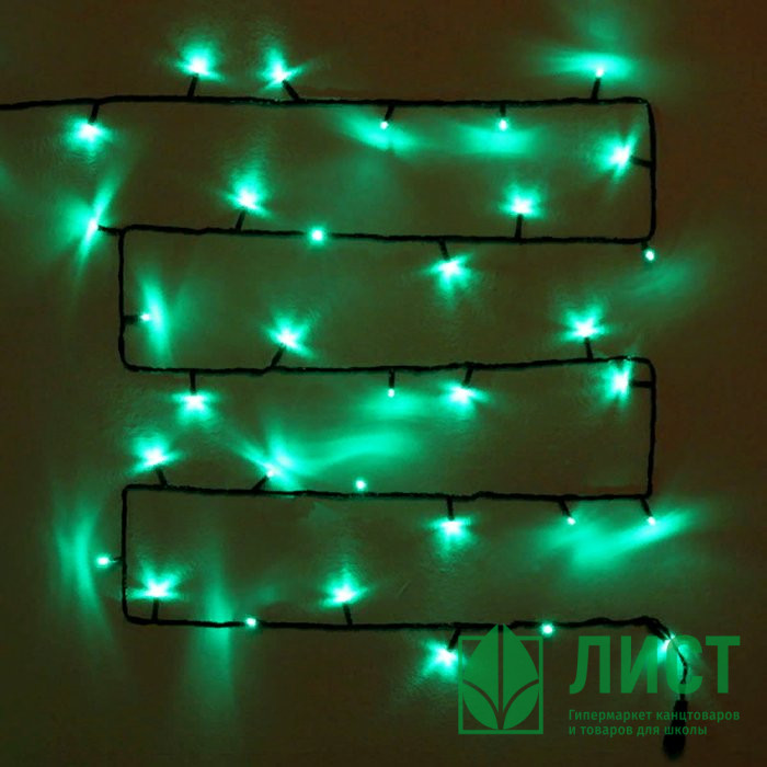 Гирлянда электрическая уличная точечная 15м 180LED цвет зеленый (темный провод) 8режимов арт. 183-672