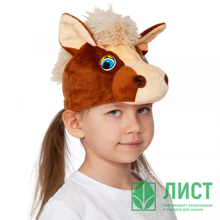 Маска-шапочка карнавальная плюш (ЖИВОТНОЕ) "Зайчик" цв.серый р.52-54 арт.4004