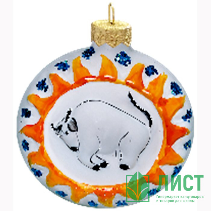 Украшение на ёлку стекло (форма Медальон) 08см "Созвездие быка" без уп. арт.Ф327