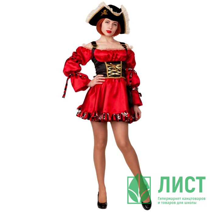 Костюм взрослый Пиратка (платье,треуголка) арт.21-25-44, 21-25-48