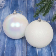 Набор шаров 10см 02шт/наб. "Микс фактур" цв.белый/перламутр арт.201-1043