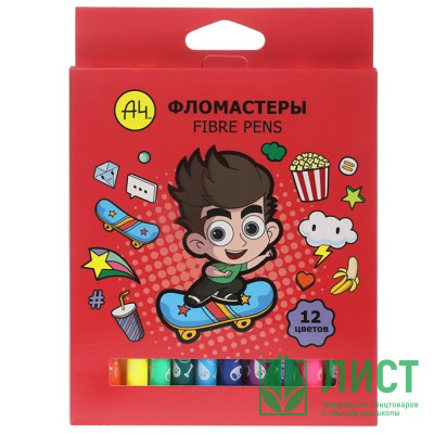 Фломастеры (Hatber) ECO Влад А4 12 цветов картонная коробка арт.FP_087481 Фломастеры (Hatber) ECO Влад А4 12 цветов картонная коробка арт.FP_087481