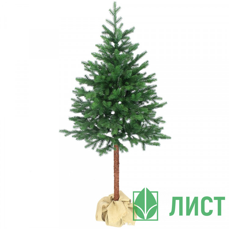 Елка 150см "Юта" на ножке (хвоя 100% литая, ветки примотка, подставка пенек+мешковина) арт.1037315