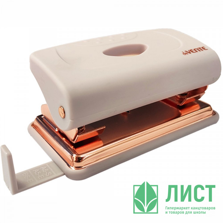 Дырокол (20л) deVENTE пластиковый с линейкой Esthetics лавандово-пепельный арт.4020516