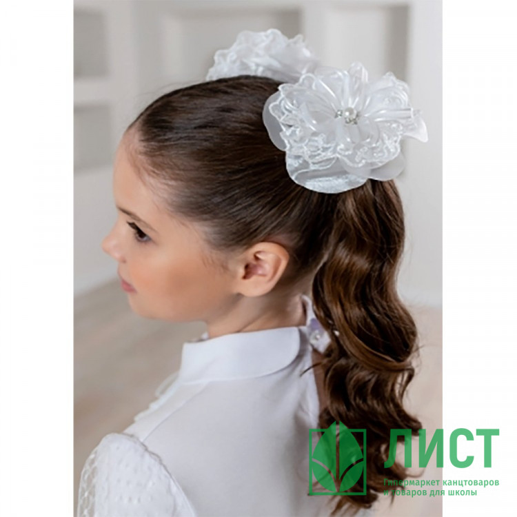 Бант для волос белый Алтын 11см