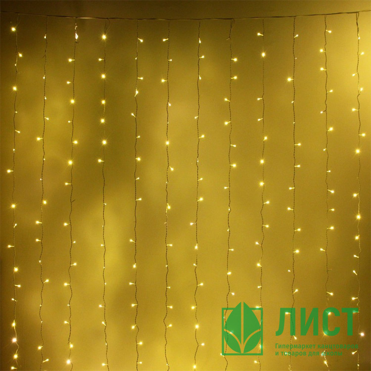 Гирлянда эл.д/улицы занавес Дождь 3*2,5м 480LED (св.провод) цв.т.белый мерц. IP-65 арт.725-509