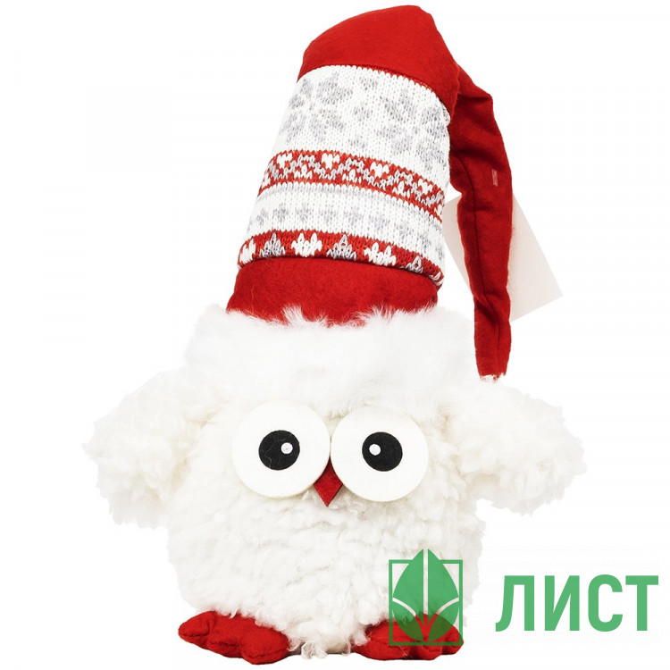 Игрушка декор. "Сова в колпаке" 58,5см цв.белый с красным арт.89630