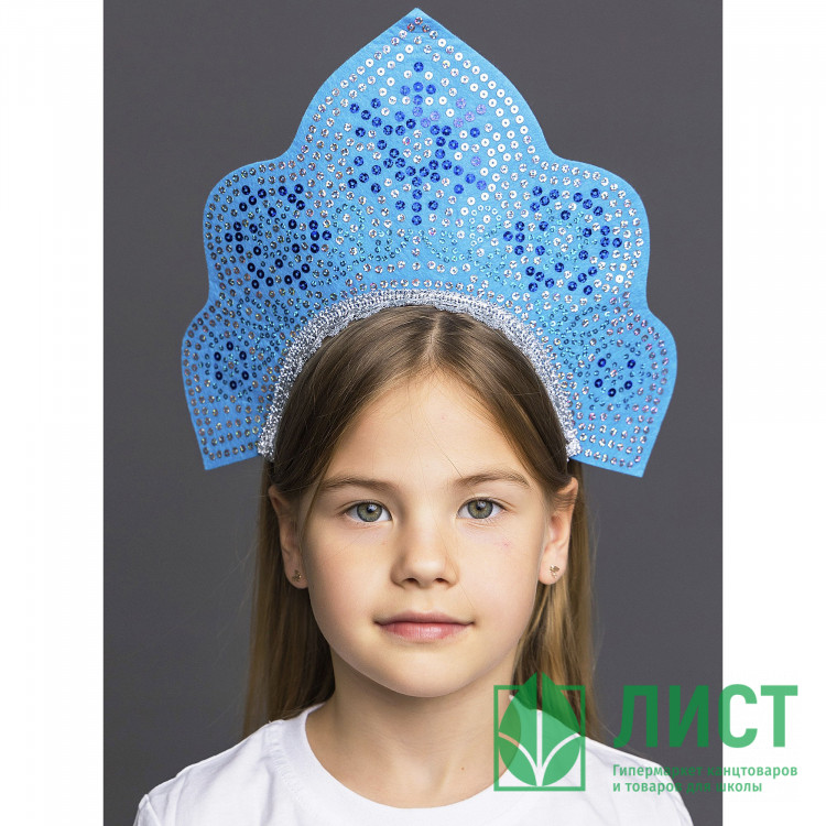 Кокошник детский "Снегурочка Танюшка" бирюзовый б/р арт.3027 к22