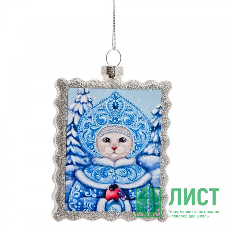 Украшение декоративное "Котик Снегурочка" 9,3см арт.89873