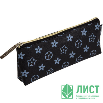 Пенал-косметичка 1 отделение кожзам (deVente) Monogram 210x80x35мм черный арт.7026440 Пенал-косметичка 1 отделение кожзам (deVente) Monogram 210x80x35мм черный арт.7026440