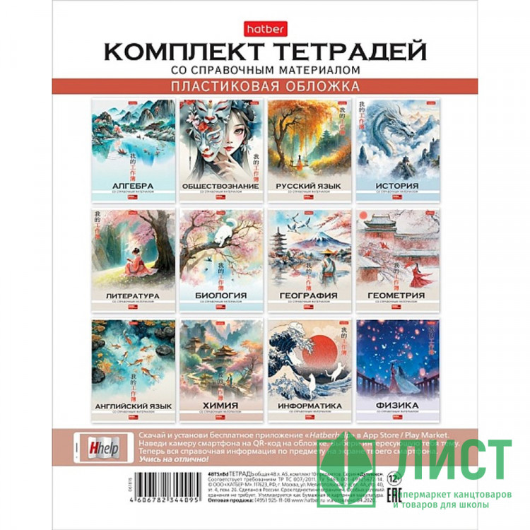 Комплект предметных тетрадей 12 штук 48 листов Hatber Искусство Азии пластиковая обложка арт.48Т5тВd