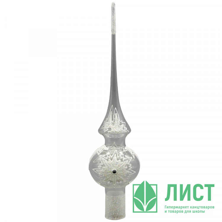Наконечник на ёлку стекло 28см "Верхушка.Снежинка снежная" п/у арт.КВ-194111
