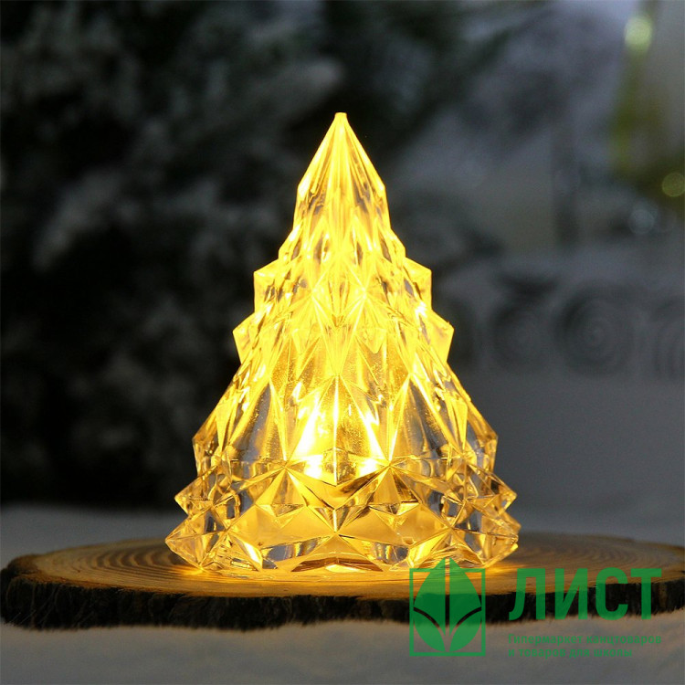 Сувенир с подсветкой LED "Ёлочка Кристальная" 08см свет.т.белый арт.700-0634