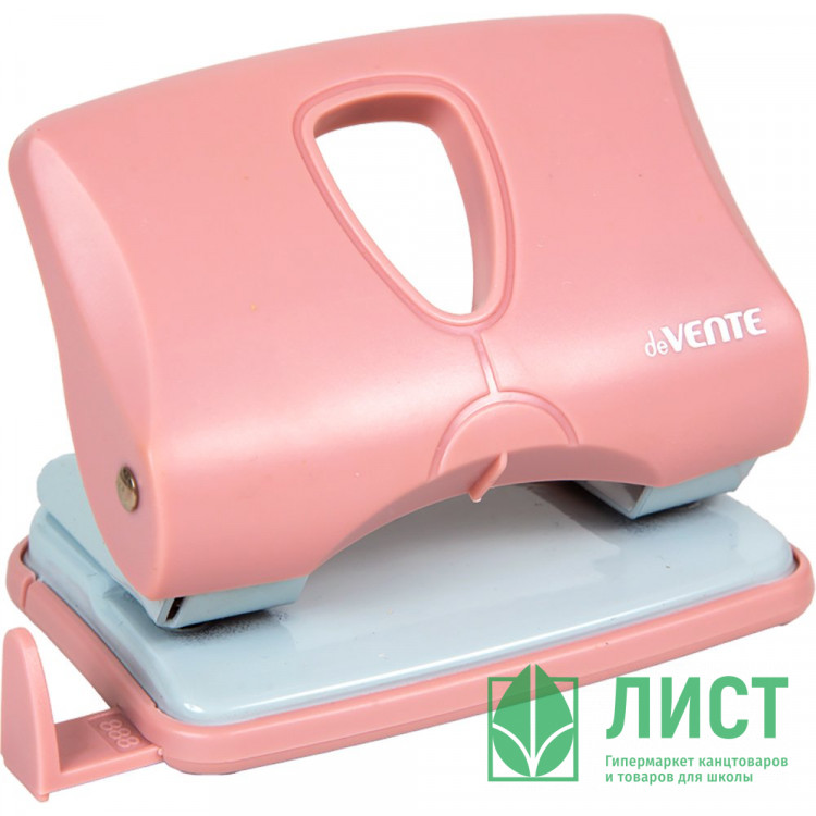 Дырокол (20л) deVENTE пластиковый с линейкой sigNATURE пудрово-розовый арт.4020513