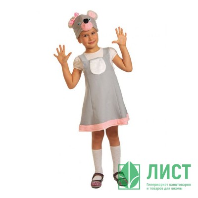 Костюм для девочки Мышка серая (платье,маска) р.32/122 ткань арт.2027 Костюм для девочки Мышка серая (платье,маска) р.32/122 ткань арт.2027