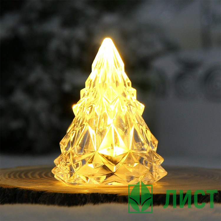 Сувенир с подсветкой LED "Ёлочка Кристальная" 08см свет.т.белый арт.700-0636