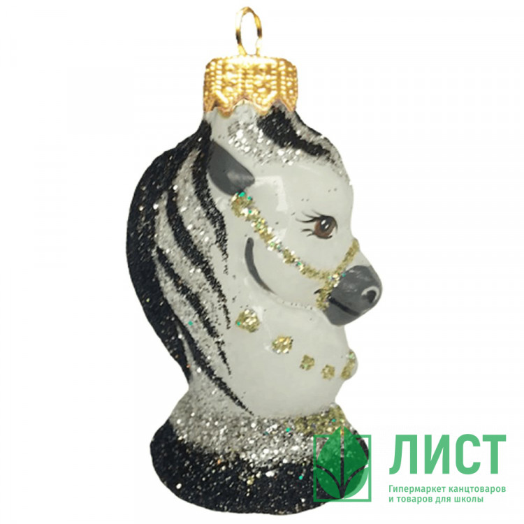 Украшение на ёлку стекло (серия Символ года) 07см "Шахматный конь 2" п/уп. арт.ФУ-293/2
