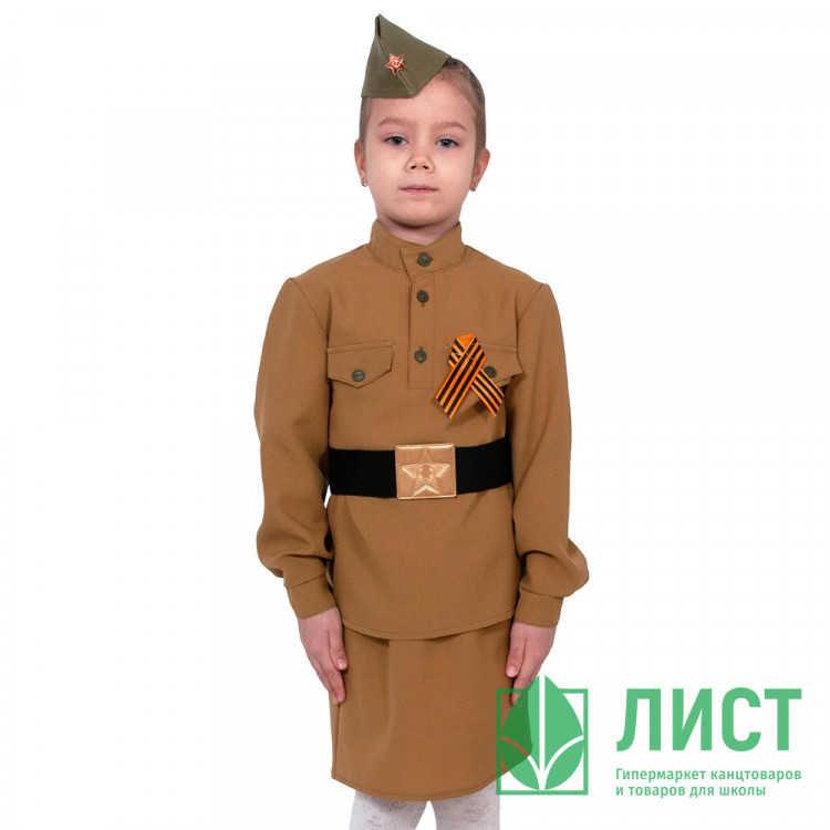Костюм Д Солдаточка (гимнастерка,юбка,пилотка,ремень, бант) р.140-146 арт.5099.2-XL