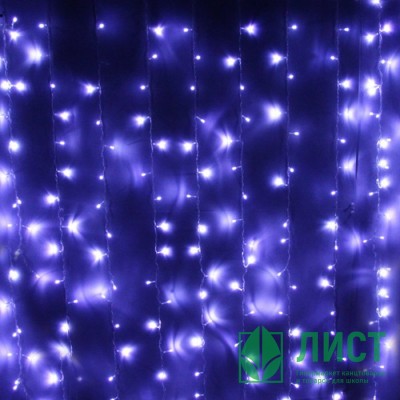 Гирлянда электрическая уличная занавес Дождь 3*2,5м 480LED цвет синий (светлый провод) 8режимов арт.196-506 Гирлянда электрическая уличная занавес Дождь 3*2,5м 480LED цвет синий (светлый провод) 8режимов арт.196-506