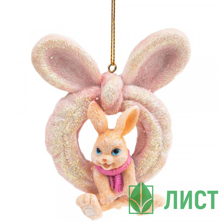 Украшение декоративное "Заяц в ободке" 09см арт.89334