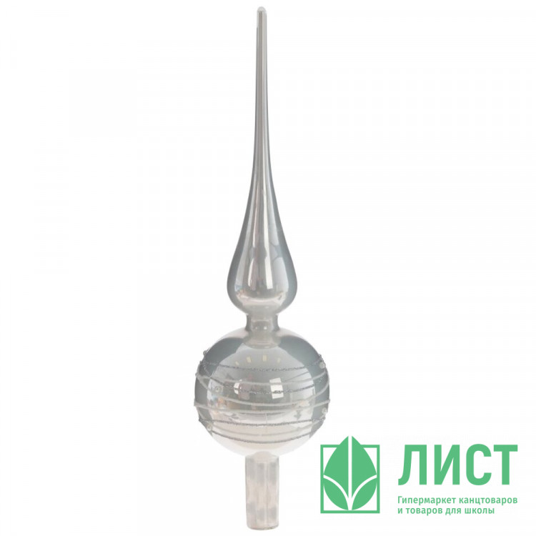 Наконечник на ёлку стекло 31см "Верхушка" цв.серебро п/у арт.809585