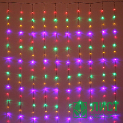 Гирлянда эл.д/дома занавес Дождь 1,5*2м 240LED &quot;Водопад&quot; цв.мульти (с.провод) 8реж. арт.725-0599 Гирлянда эл.д/дома занавес Дождь 1,5*2м 240LED "Водопад" цв.мульти (с.провод) 8реж. арт.725-0599