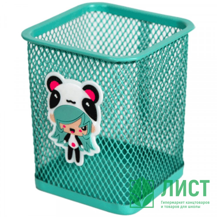 Подставка для ручек и карандашей (deVENTE) стакан NicoNico:-) квадратная сетчатая металлическая мятная арт.4104315