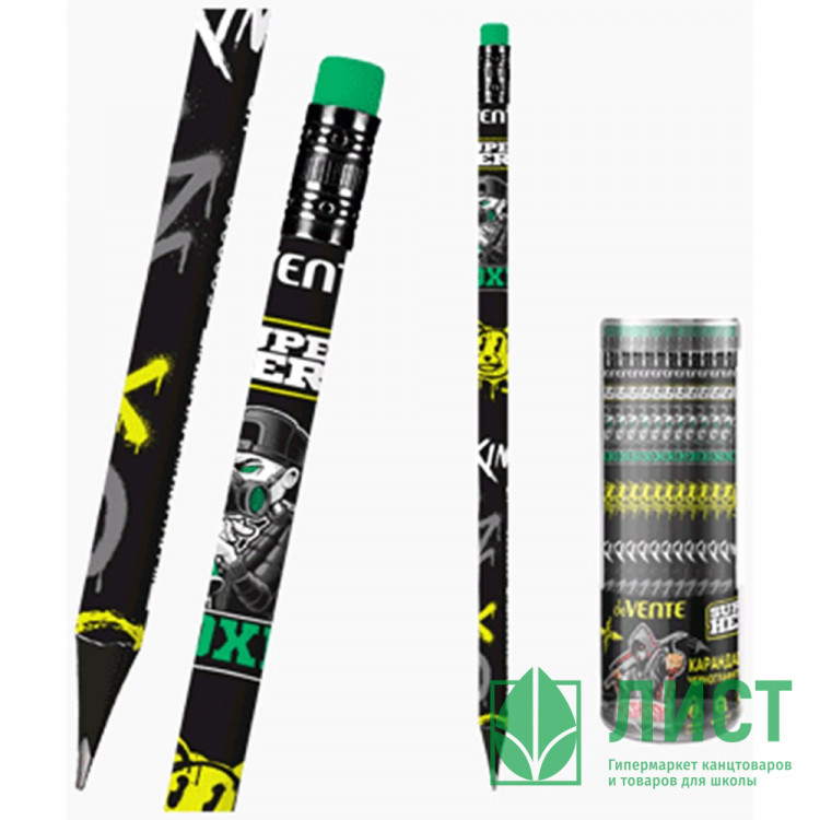 Карандаш ч/г deVENTE c ласт. HB SuperHero. Toxic, трехгранный арт.5032332 (Ст.)